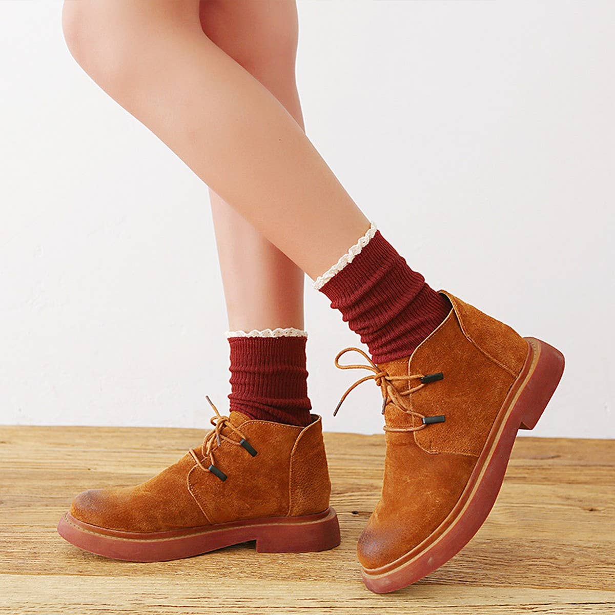 AUTUMN AND WINTER STRIPED LACE WOMEN'S SOCKS_CWMS0994