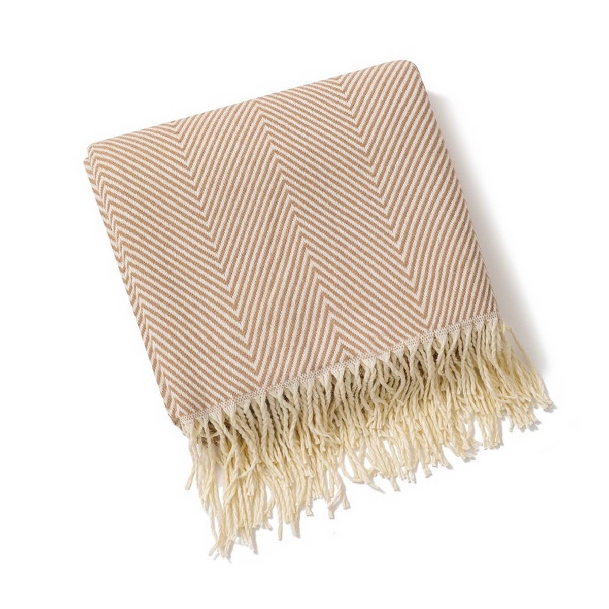 LIGHTWEIGHT COZY WOVEN BLANKET WITH TASSELS