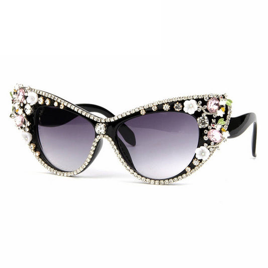 VINTAGE DIAMOND JEWELRY CAT'S EYE SUNGLASSES