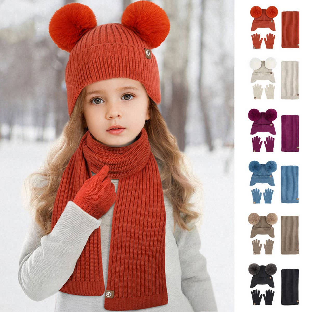 CHILDREN'S HAT, SCARF AND GLOVES THREE-PIECE SET