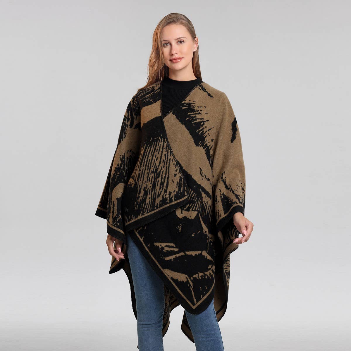 FAUX CASHMERE SHAWL CAPE WARM CLOAK