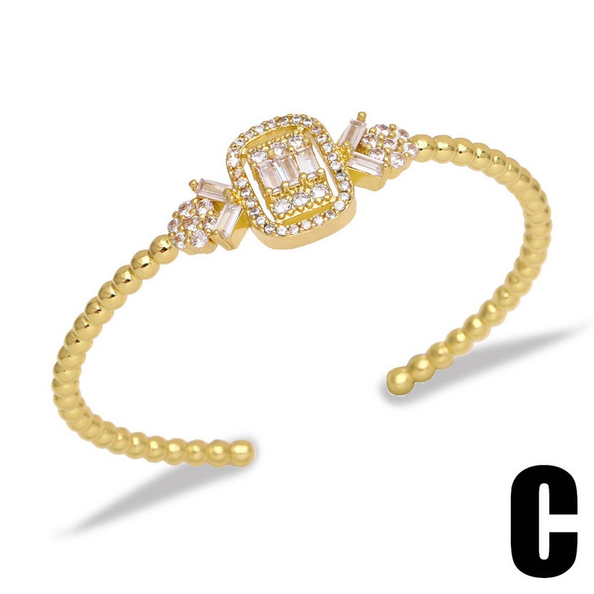 PERSONALIZED DIAMOND PLATED GOLD PLATED BRACELET_CWAJE0877