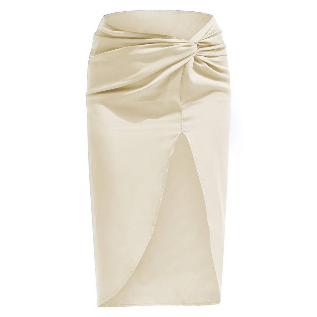 IRREGULAR SOLID COLOR SATIN HIP-LENGTH SKIRT