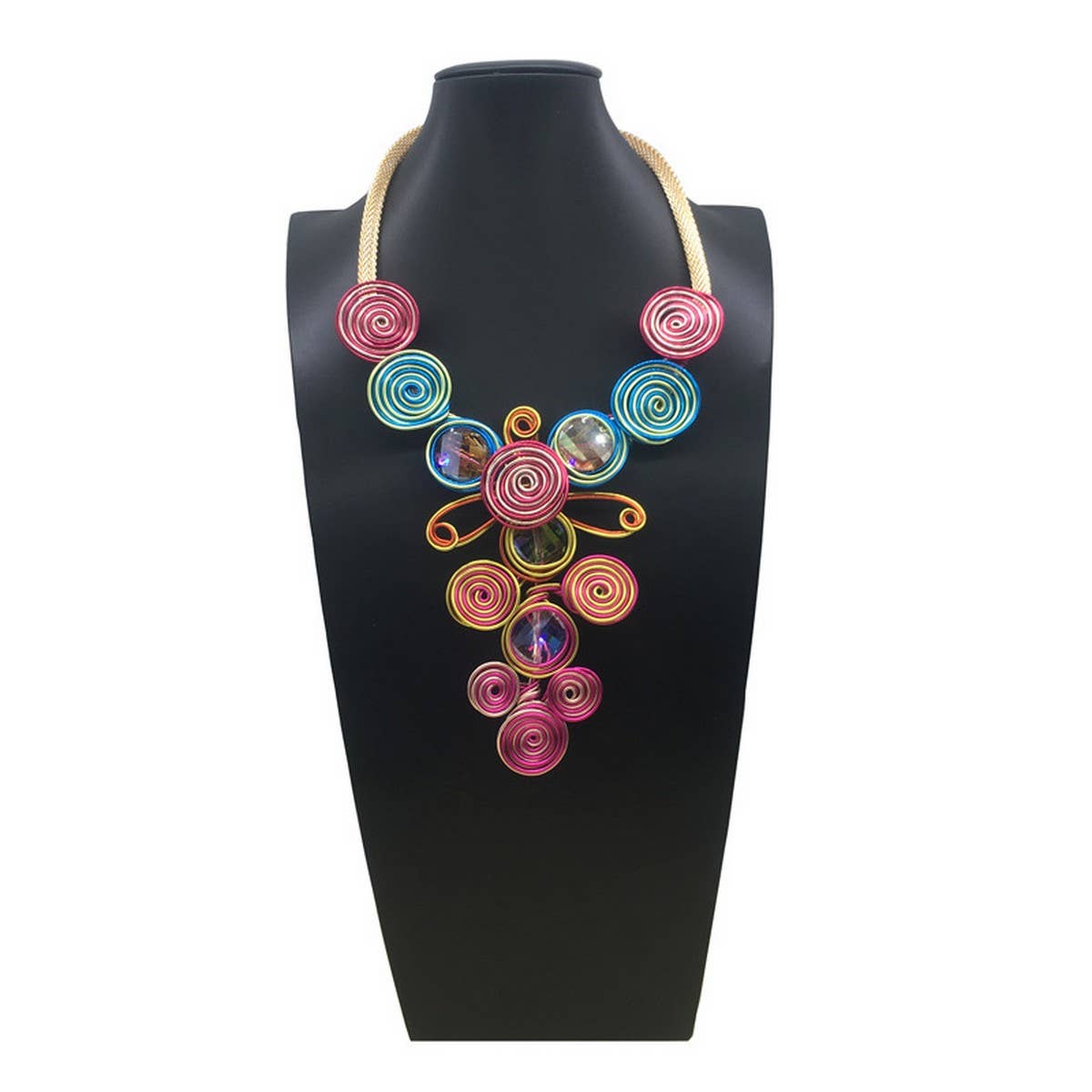 FASHION CRYSTAL ALUMINUM NECKLACE EARRINGS SET_CWMM4965