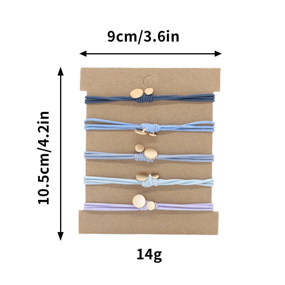 5 CARD-MOUNTED GRADIENT SIMPLE HAIR SCRUNCHIES_CWAHA2722