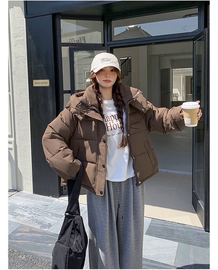 Large pocket paragraph hooded cotton jacket