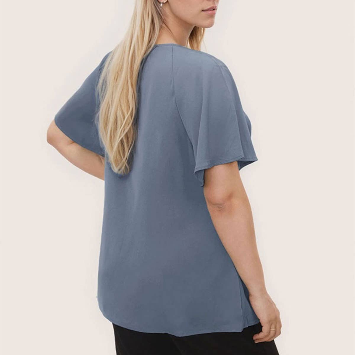 Elegant V-Neck Waist Slimming Loose Fit Tee