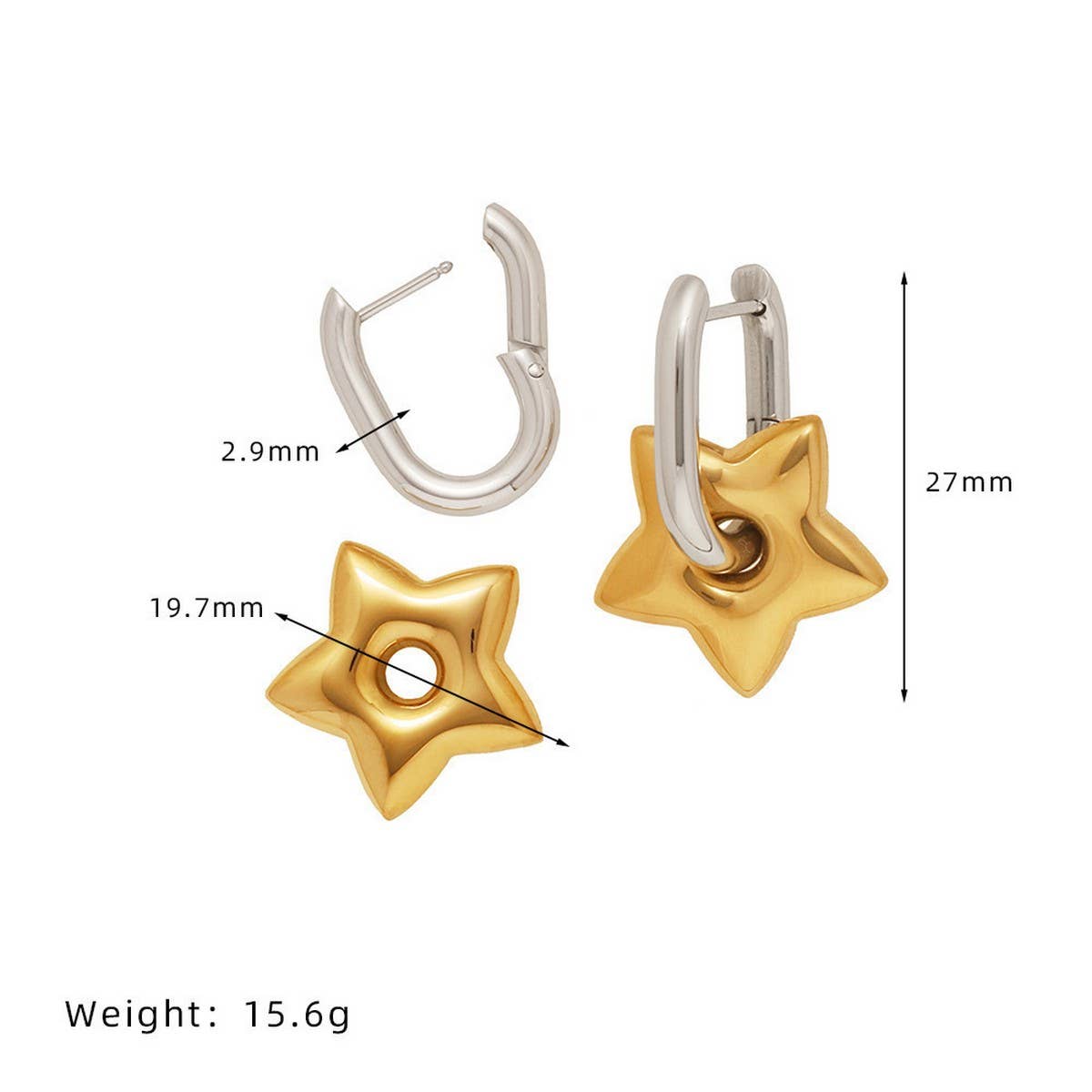 Two-Tone Metal Star Oval Ear Cuff Earrings£ßCWAJE5037