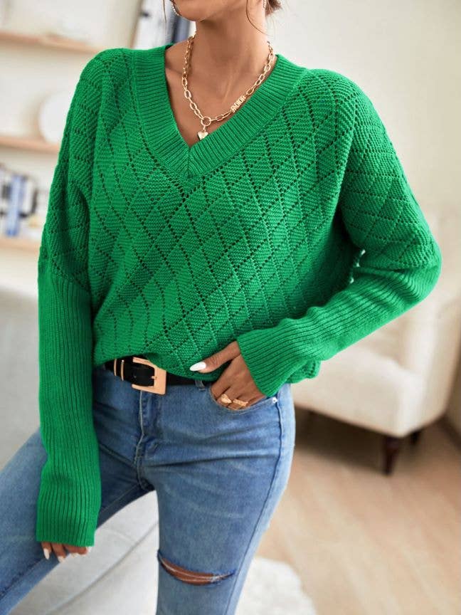 Simple solid-color knitted loose casual sweater