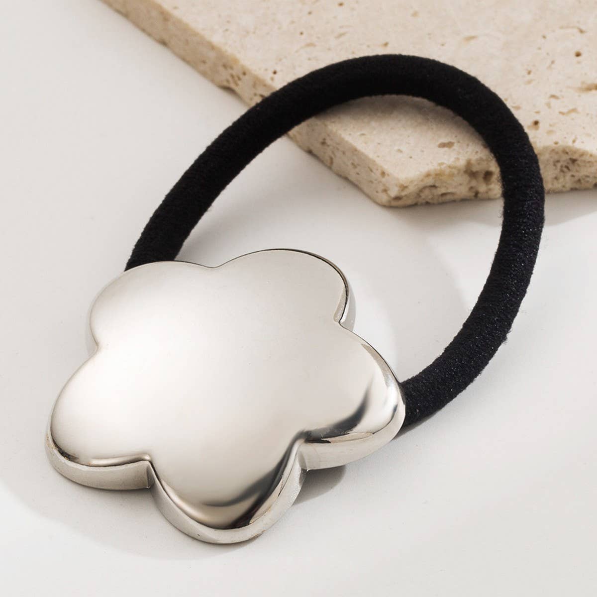 Elegant Metal Flower Elastic Hair Tie for Women