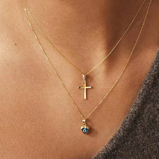 Devil's Eye Zircon Heart Pendant Necklace