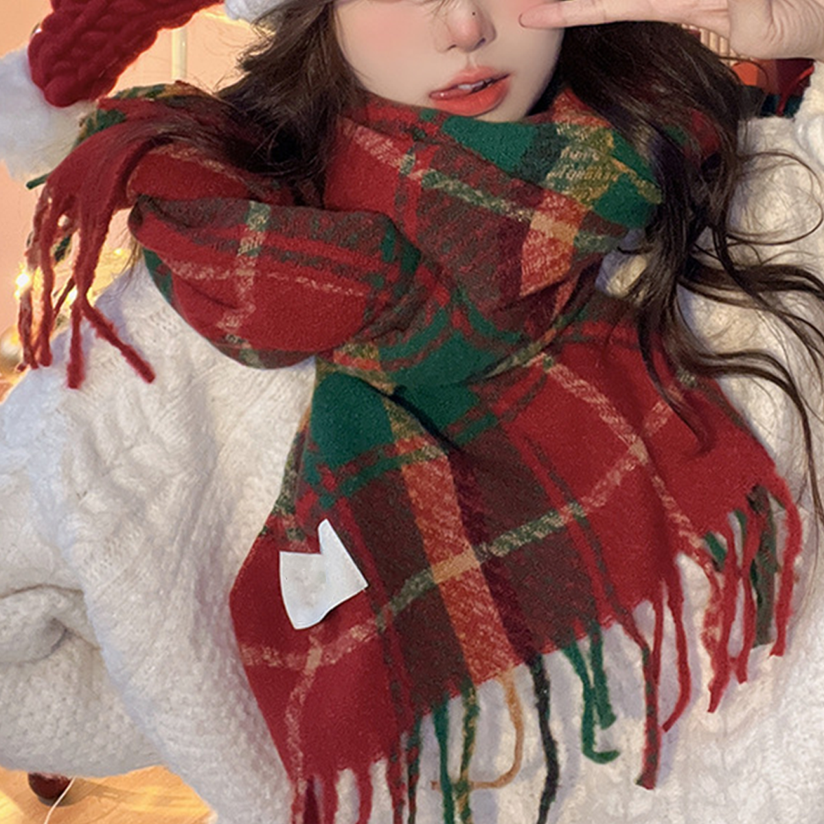 Red Faux Cashmere Scarf for Winter ??œChristmas Gift_CWASC0139