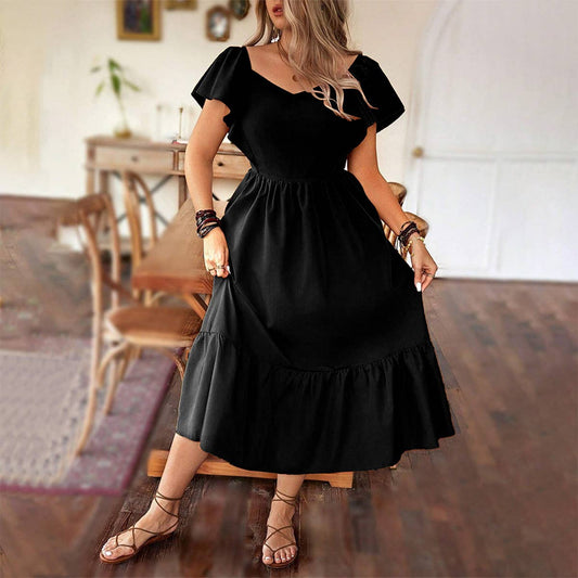 French Style Midi Dress ? Ruffle & Backless