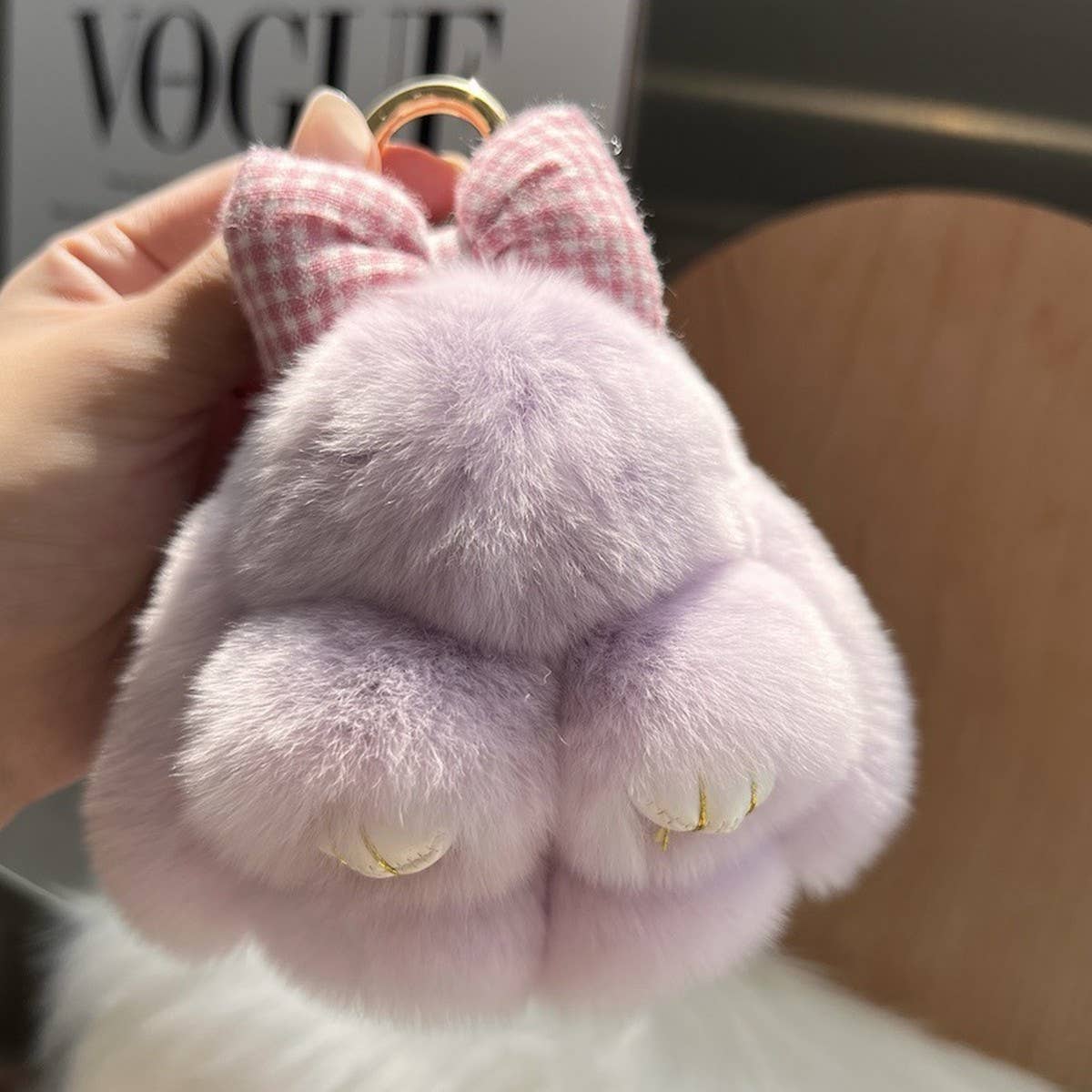 CUTE PLUSH DOLL BOW BUNNY CAR KEYCHAIN PENDANT