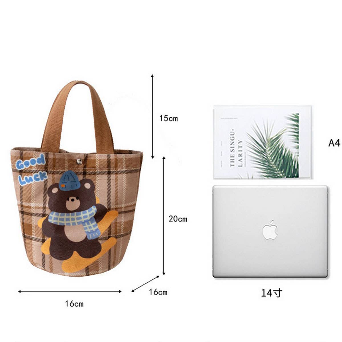 Cartoon Plaid Lunch Bag for Moms & Work_CWAB5599