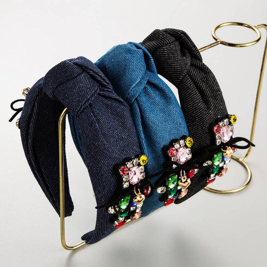 VINTAGE FABRIC RHINESTONE COLOR MATCHING HEADBAND