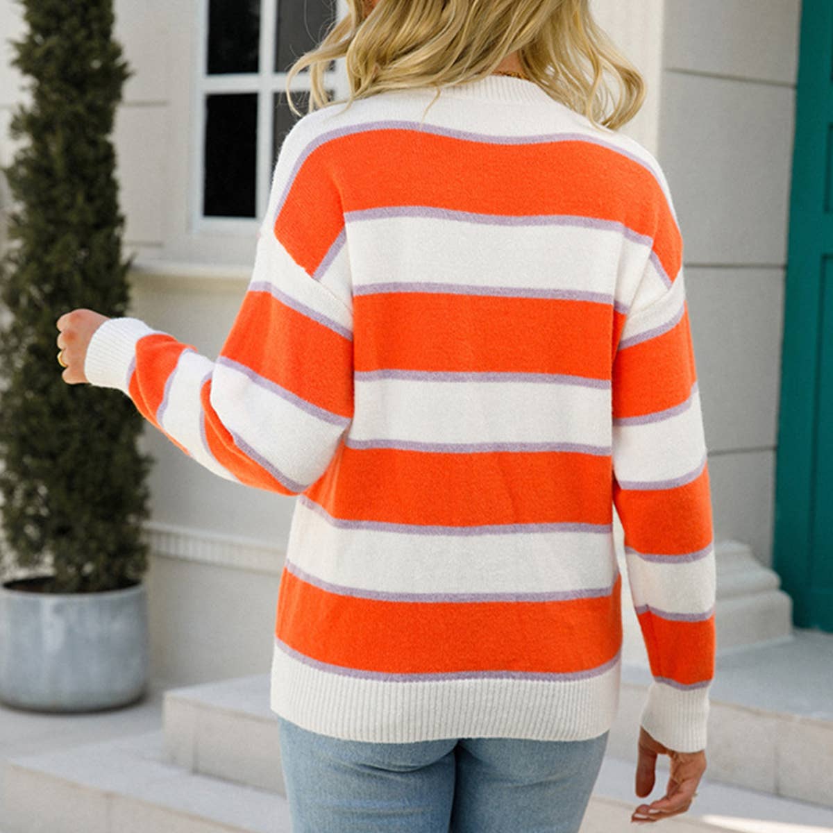 KNIT CREW-NECK PULLOVER LONG-SLEEVED SWEATER