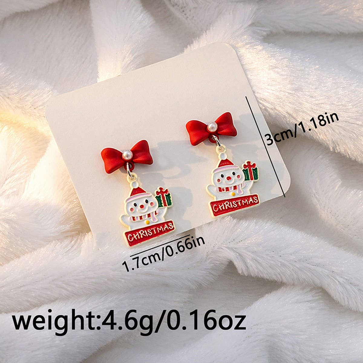 CHRISTMAS ELK BELL BOW ASYMMETRICAL EARRINGS