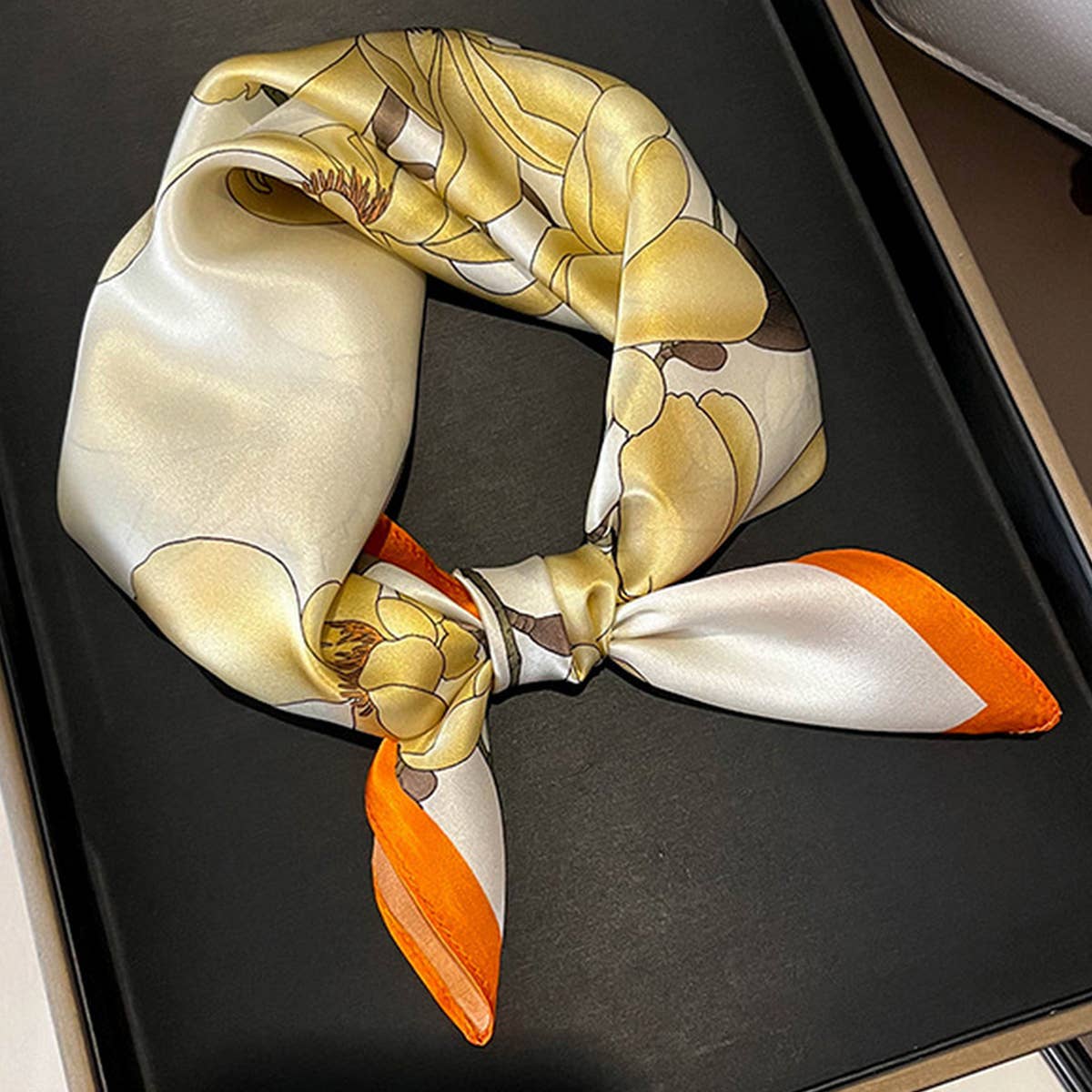 Floral Twill Scarf for Women ? Square & Versatile