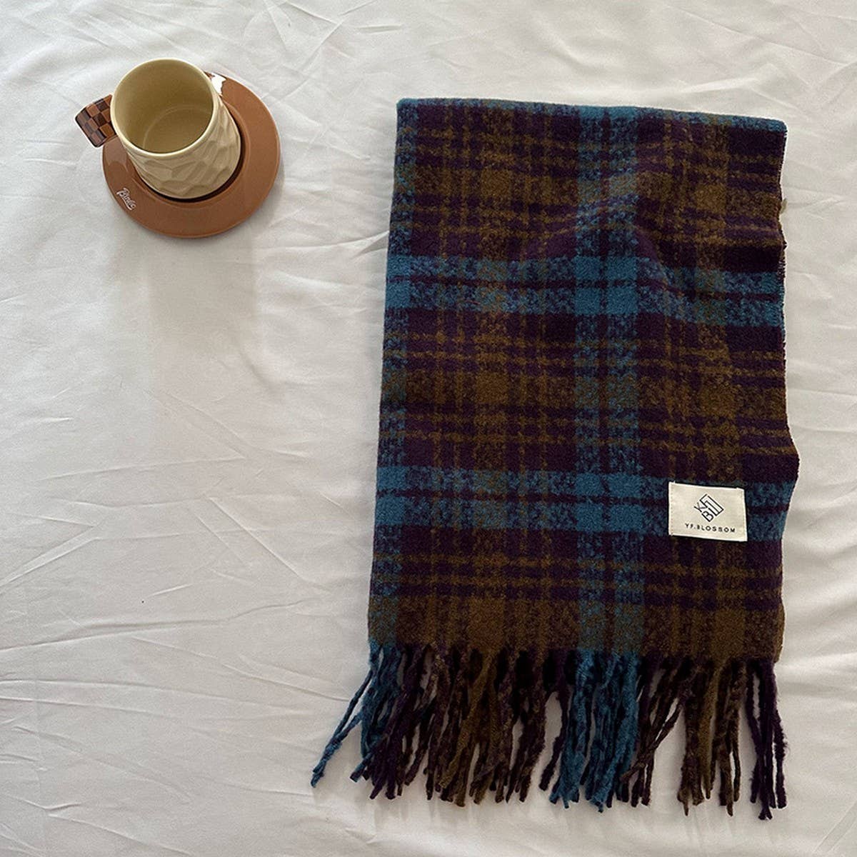 Brown Check Scarf ??Thick Dual-use Winter Wrap_CWASC2299