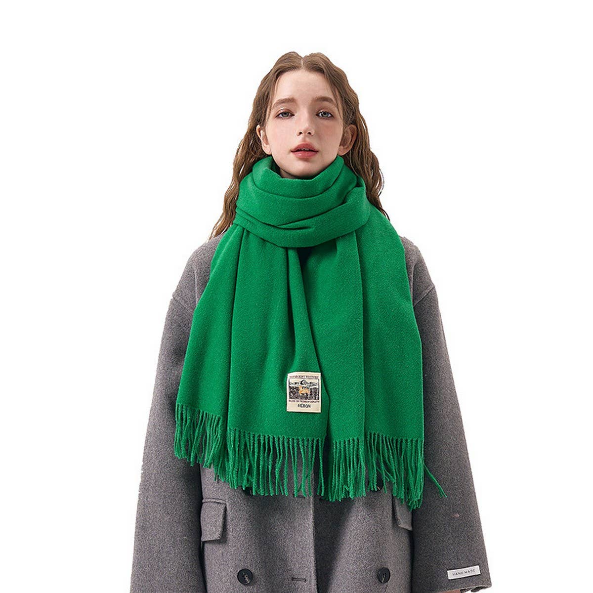 Solid Color Faux Cashmere Scarf -Winter Wrap_CWASC2303