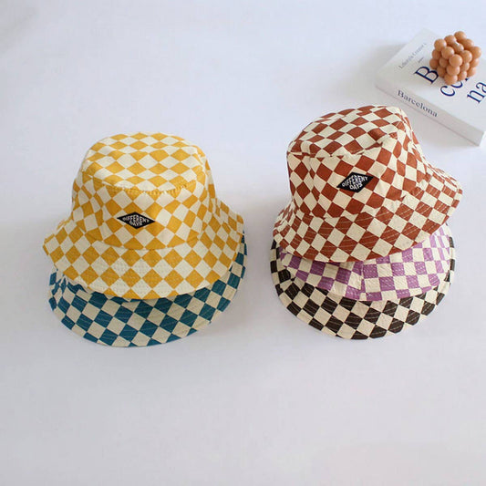 STYLISH CHILDREN'S TRAVEL CHECKERBOARD BUCKET HAT_CWAH2857