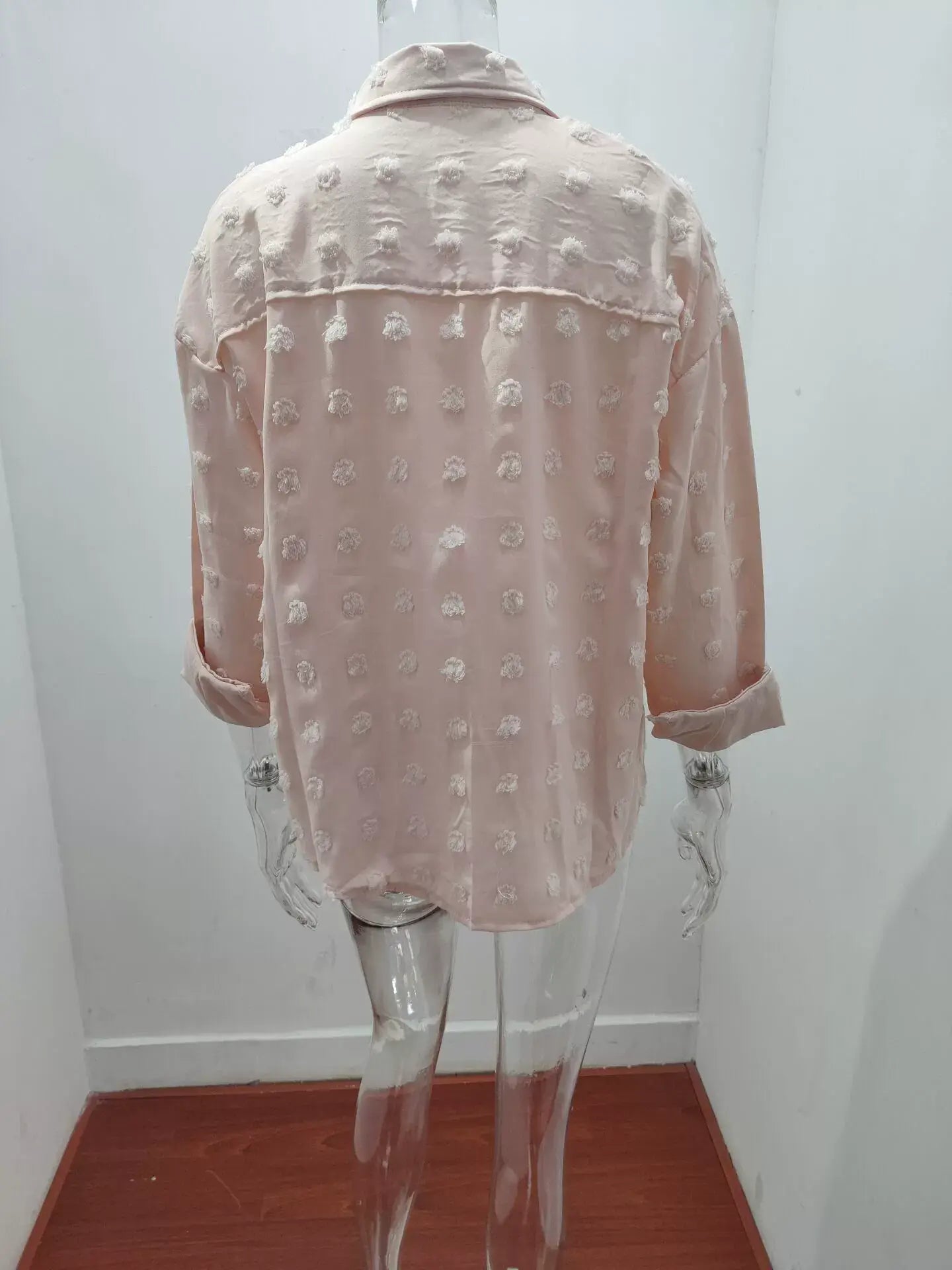 SOLID COLOR CHIFFON JACQUARD BREASTED SHIRT