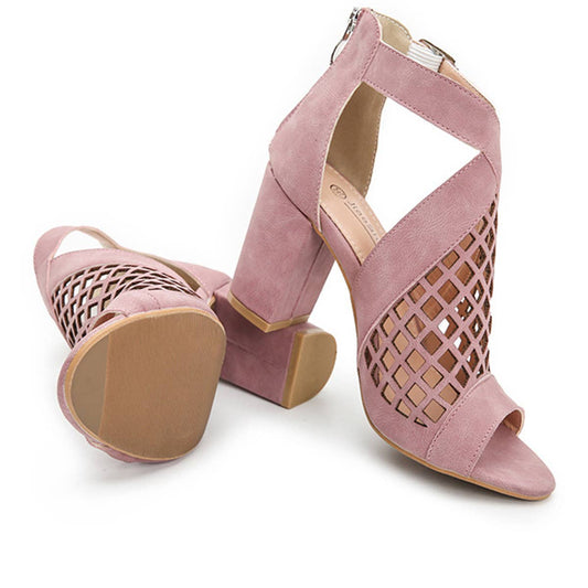 WOMEN FASHION HOLLOW THICK HEELS