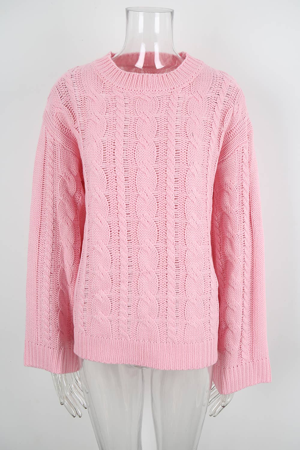 Solid-colored twisted round-neck loose sweater