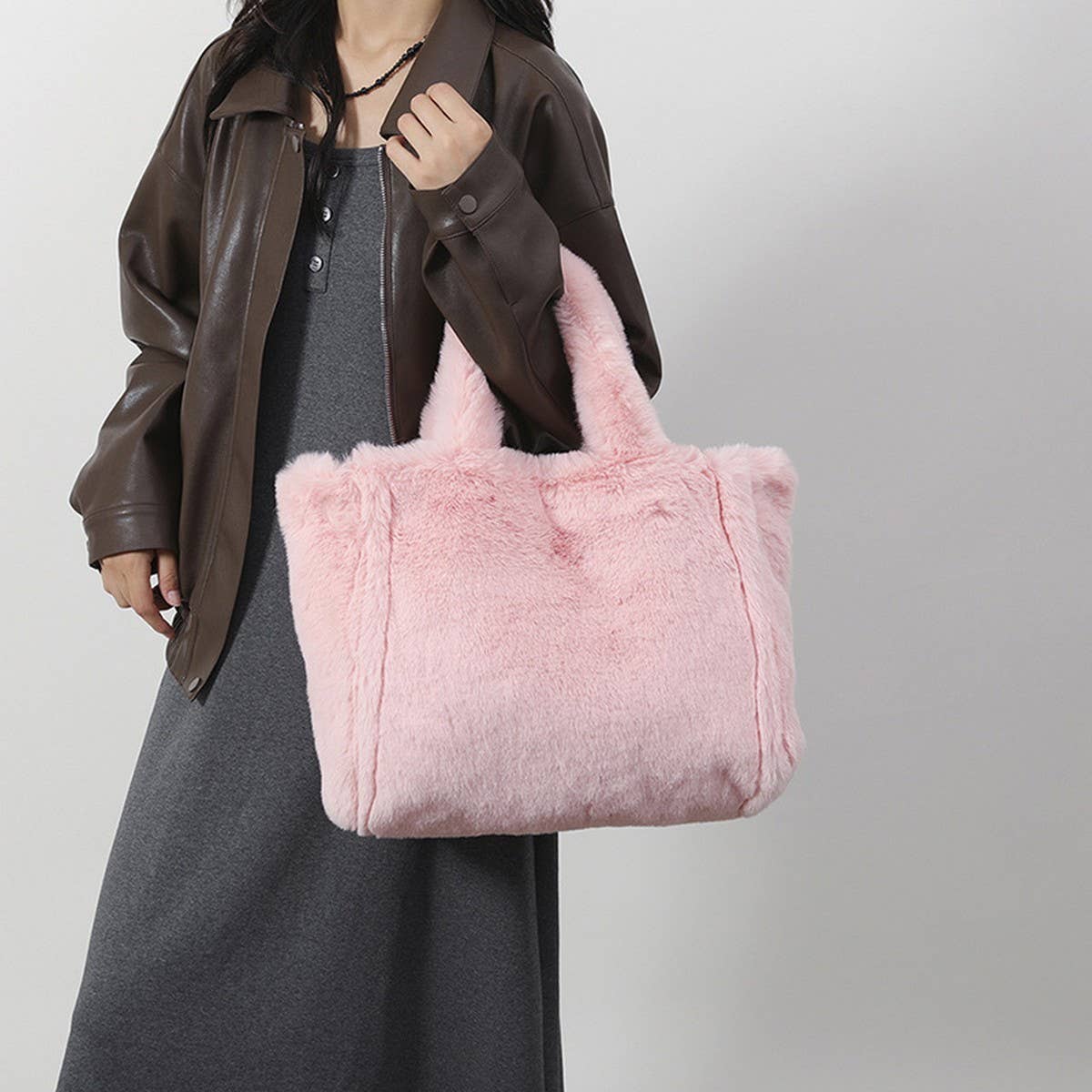 WINTER SIMPLE UNDERARM BAG HANDBAG PLUSH BAG_CWAB3971