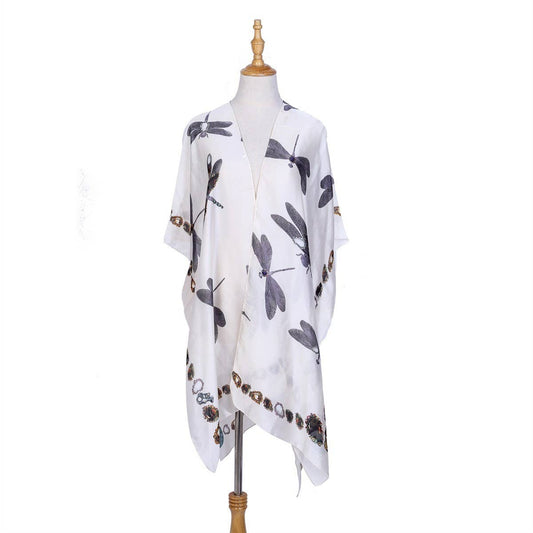 DRAGONFLY PRINTED KIMONOS,SUMMER CARDIGAN