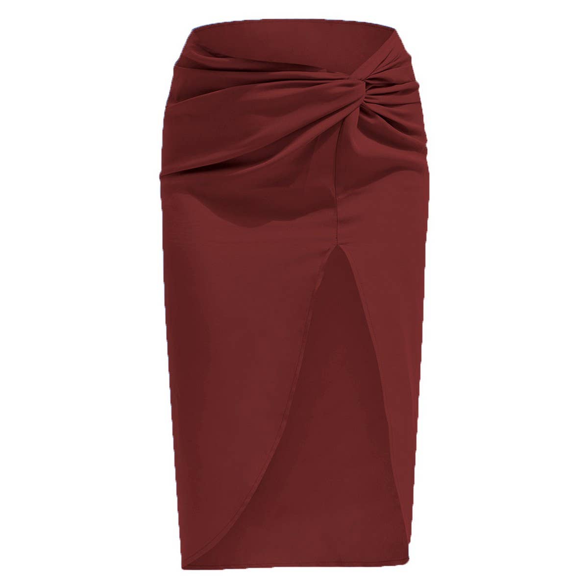 IRREGULAR SOLID COLOR SATIN HIP-LENGTH SKIRT