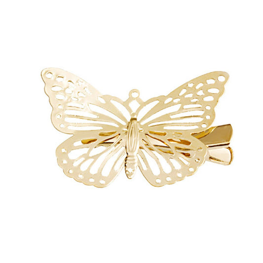 Metal solid-colored butterfly hair clips