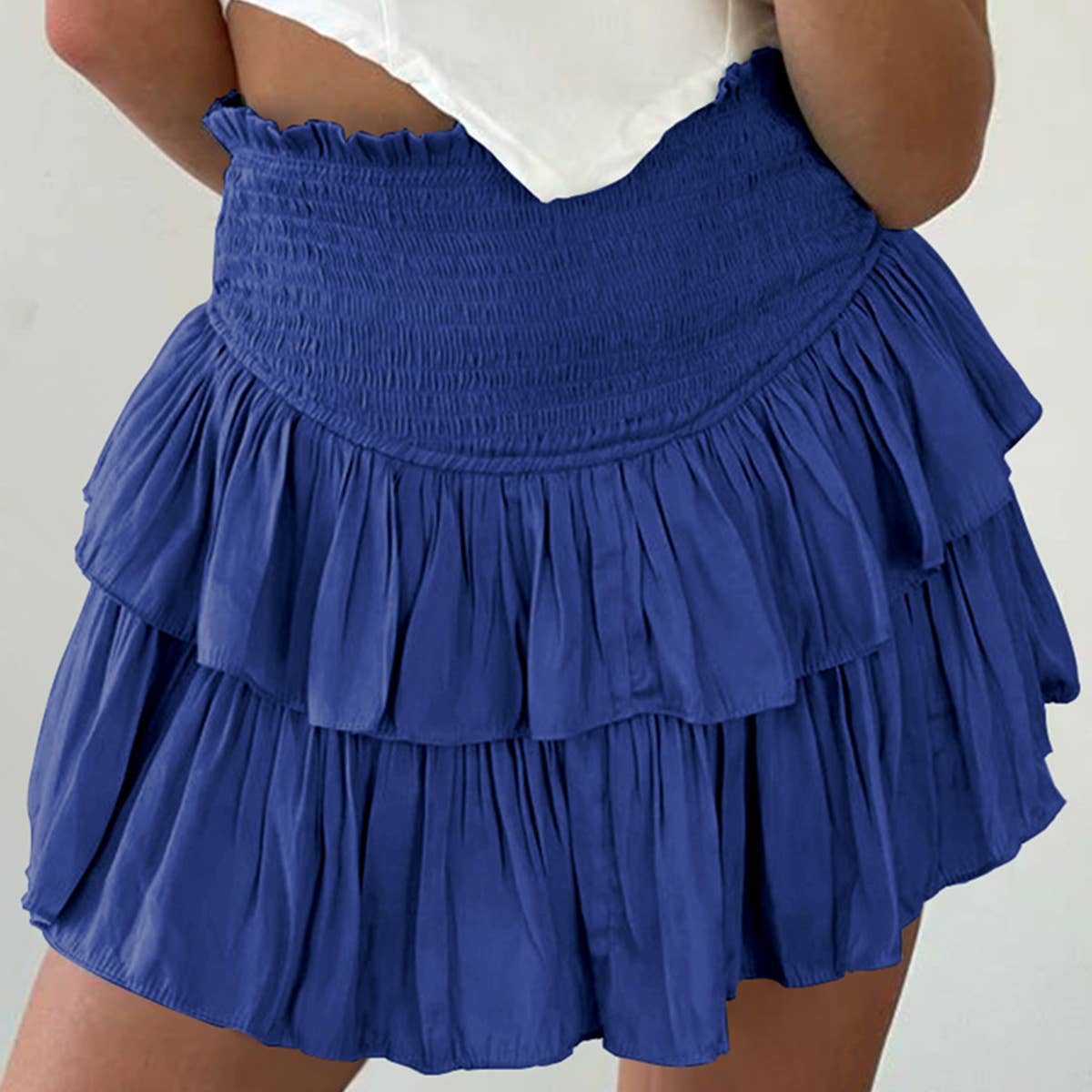 Pleated sexy lotus leaf short skirt