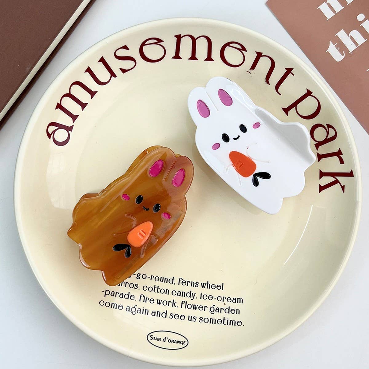 Cute Animal Bunny & Puppy Acetate Shark Clip