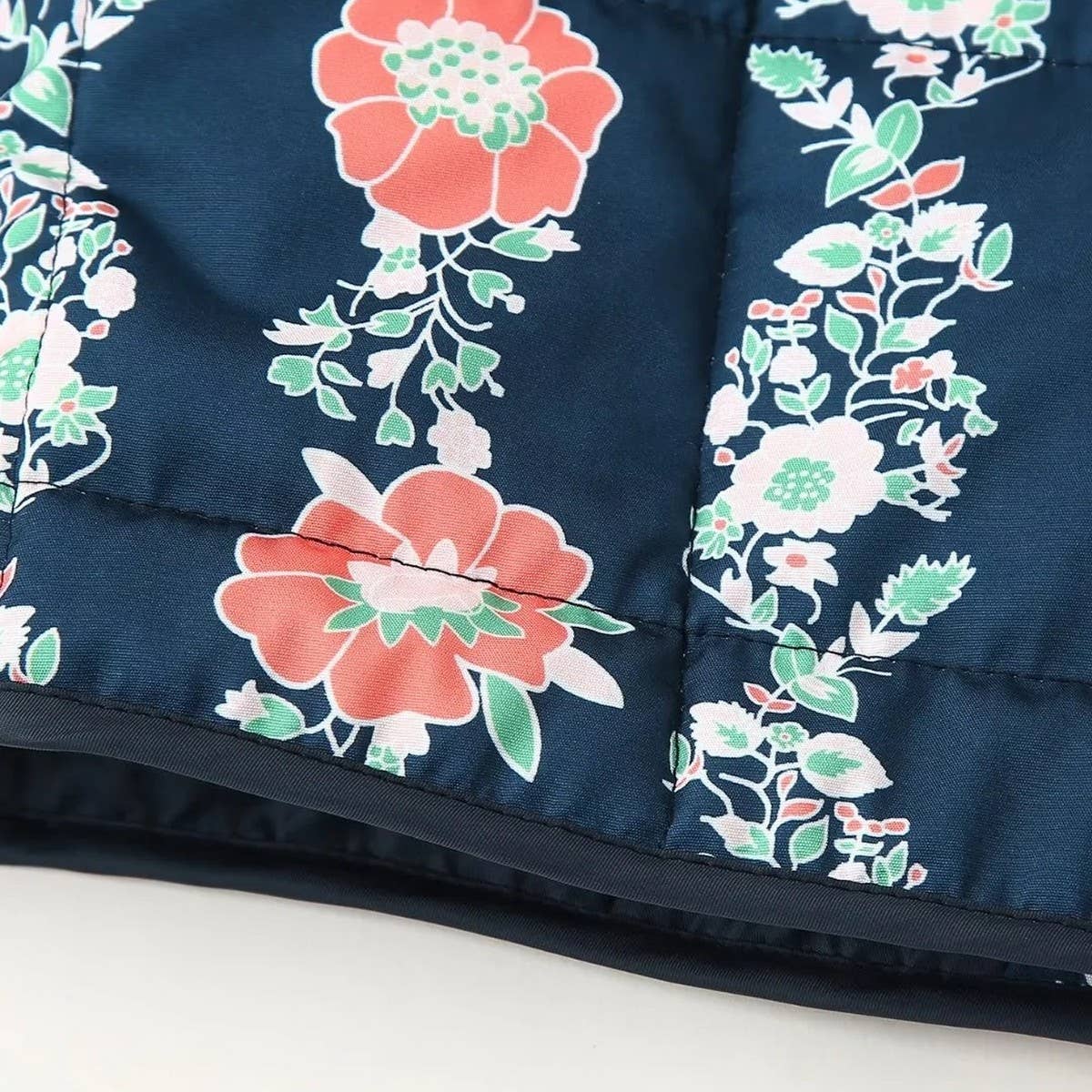 STAND COLLAR FLORAL PRINT LOOSE QUILTED JACKET_CWOJA1560