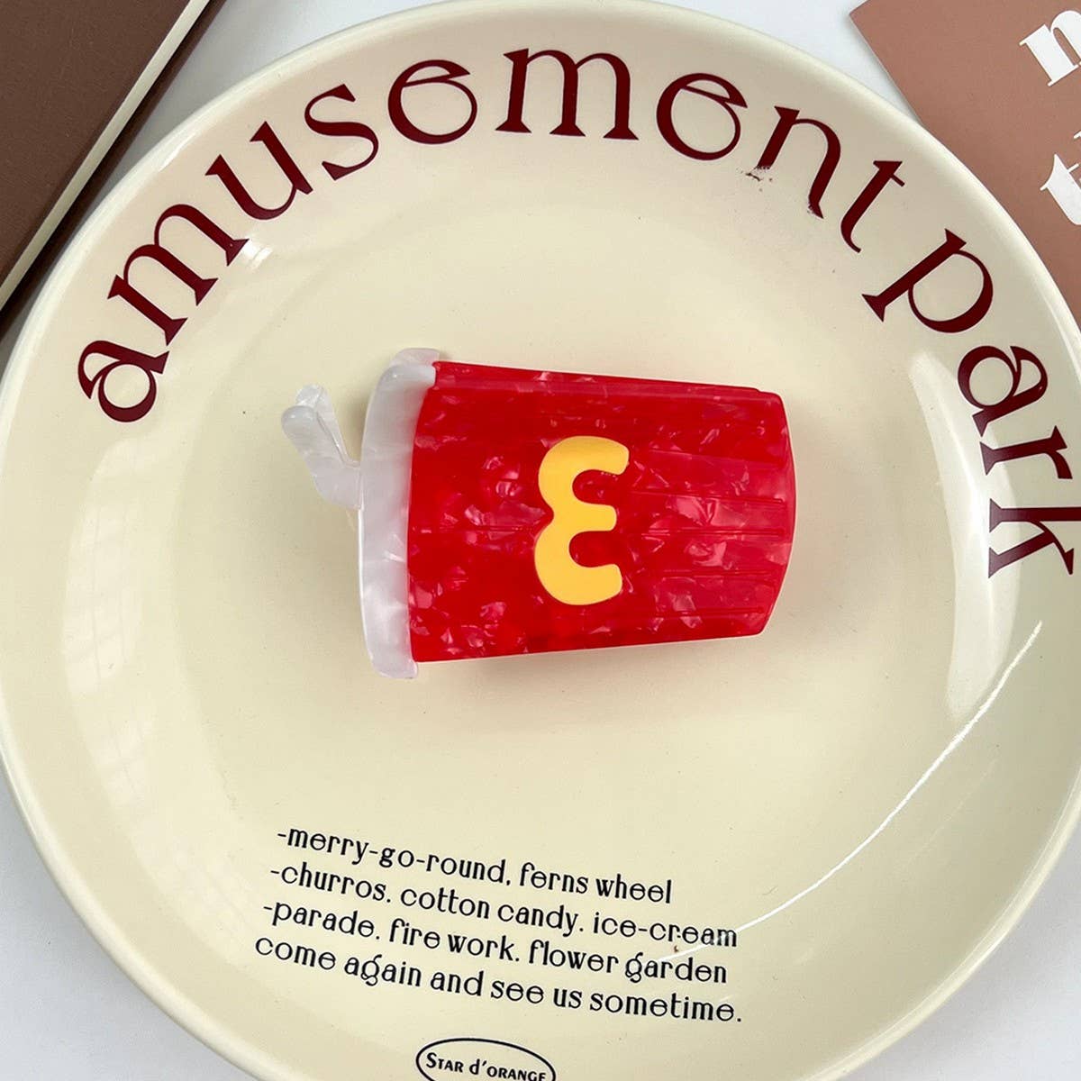 Creamy Strawberry Acetate Claw Sweet Hair Clip