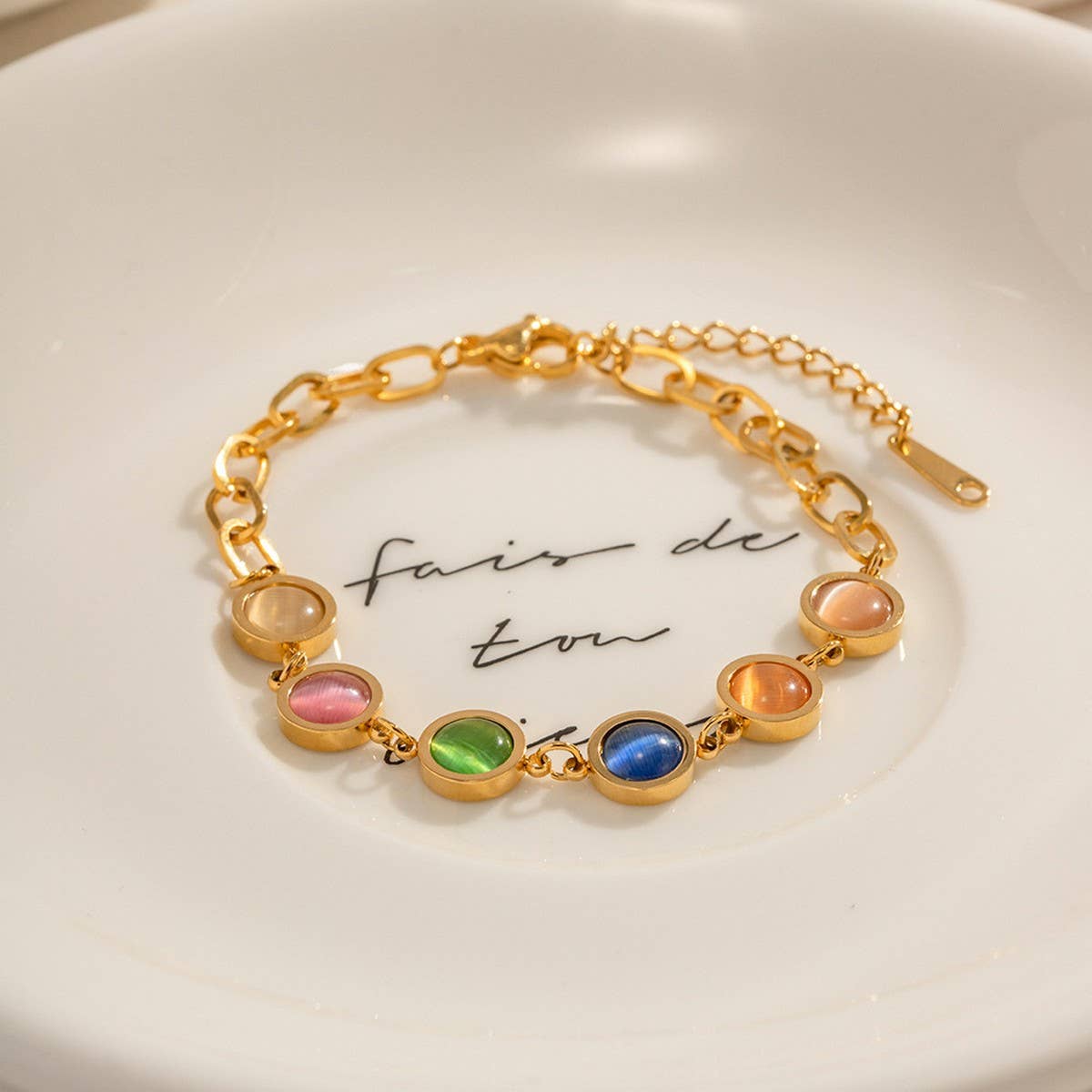 FASHION NATURAL STONE FANTASY CAT'S EYE BRACELET_CWAJE1901
