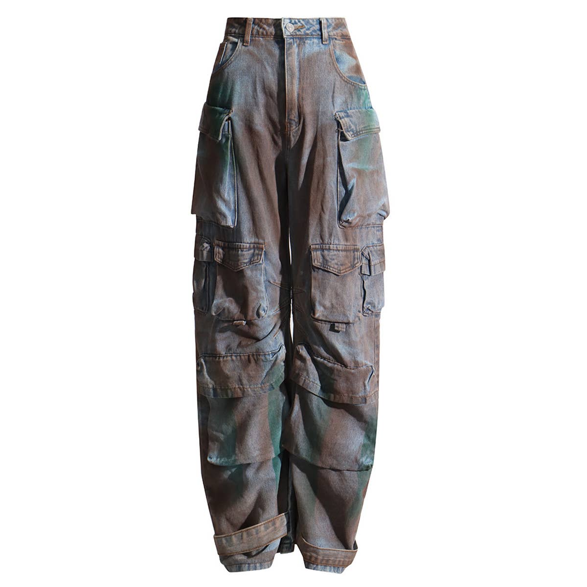 MULTI POCKET LOOSE WIDE LEG CARGO PANTS JEANS