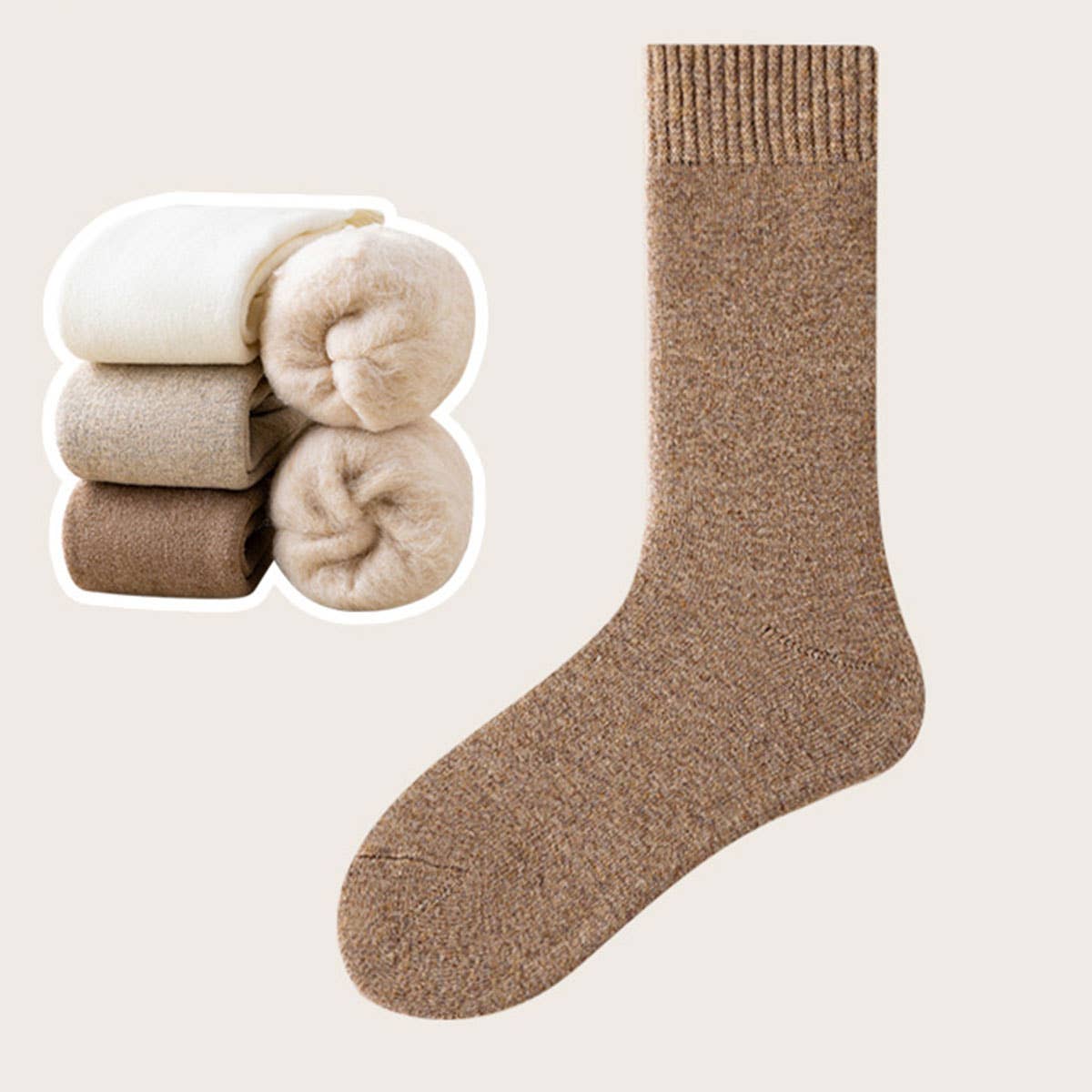 Thermal Fleece-Lined Crew Socks for Women, Winter