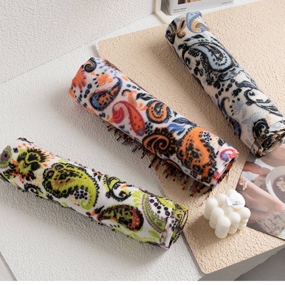 Soft Paisley Scarf - Elegant Tassel Wrap for Women_CWASC0920