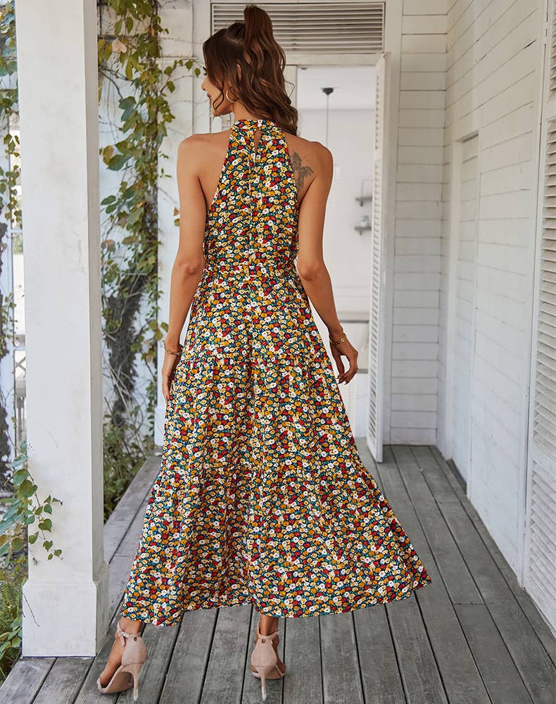 NECKLINE FLORAL HEMLINE DRESS