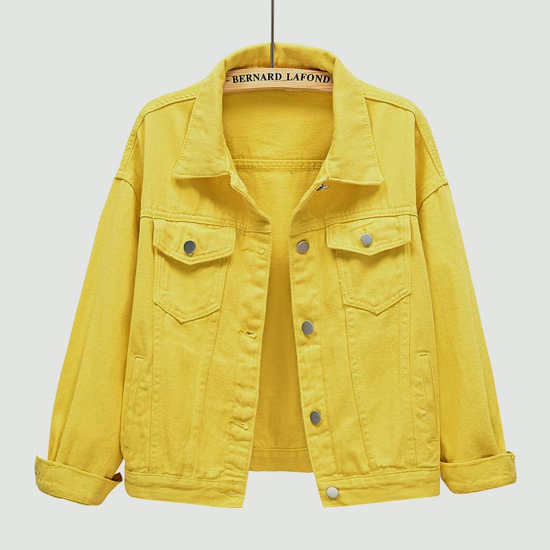 Solid color slim cropped denim jacket casual jacket