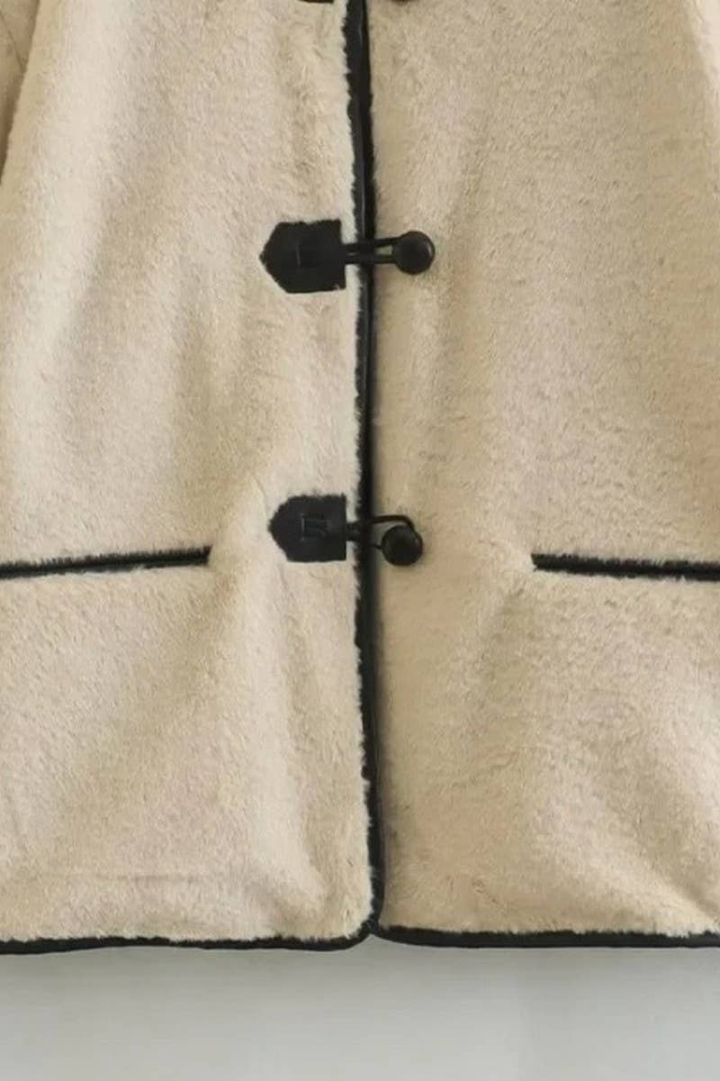 CWOCO1070_SINGLE BREASTED CREWNECK FUR-PROOF JACKET