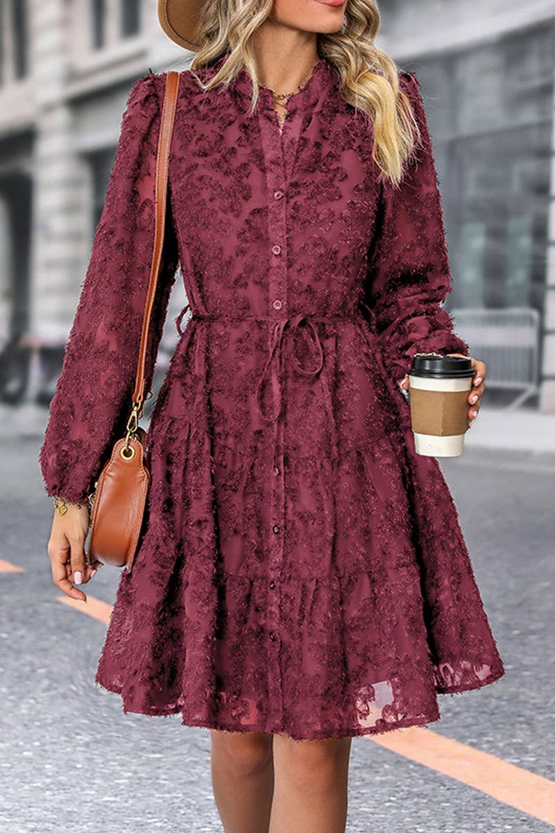 CWDSD7033_MULTICOLOR FASHION LONG SLEEVE DRESS