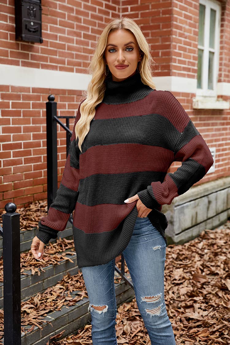 SLOUCHY CASUAL STRIPED SWEATER