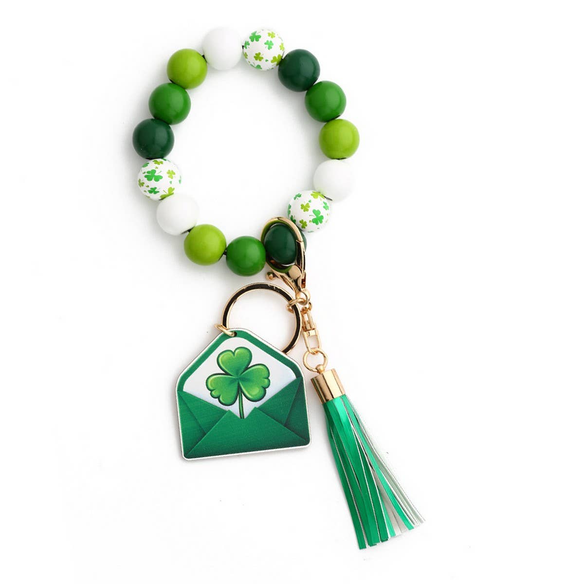 St. Patrick's Day Clover Pendant Bracelet Keychain_CWMM6861
