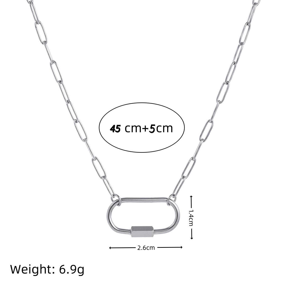 Basic loose chain heart round necklace_CWMM5711