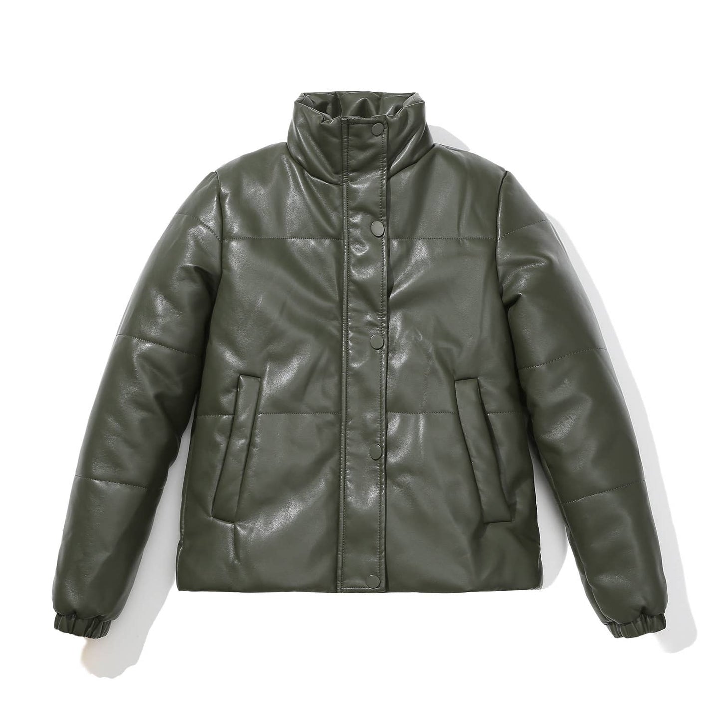THICKENED COTTON COAT BREAD COAT PU LEATHER COAT