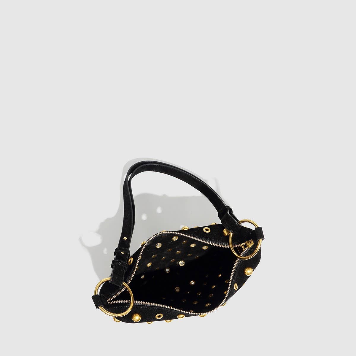 Studded Polka Dot Punk Shoulder Bag for Women_CWAB5679